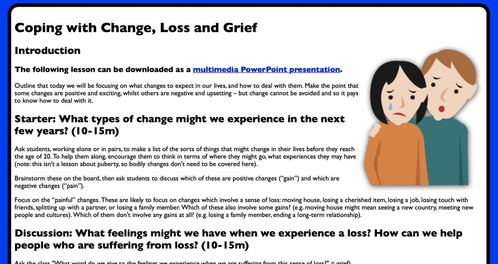 Change, Loss and Grief – PSHE-LESSONS BLOG